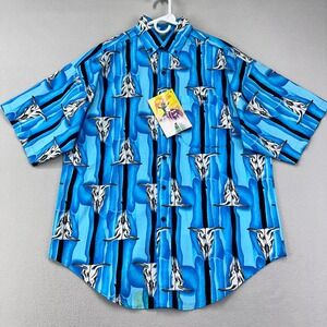 VTG Panhandle Slim Shirt Mens Large Short Sleeve Fire Storm Cowboy Rodeo NWT USA